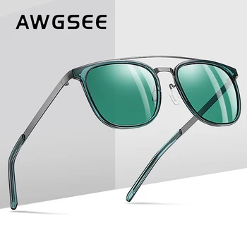 AWGSEE Vintage Alumīnija Saulesbrilles Vīriešu Braukšanas Polarizētās Lēcas UV400 Spogulis Vīriešu Saules Brilles Sievietēm, Vīriešiem Oculos de sol