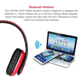 B3506 Trokšņa Izolācija Bluetooth 4.1 Stereo Gaming Austiņas Salokāms Bezvadu Mūzikas Austiņas ar Mic, lai Portatīvo Datoru Gamers