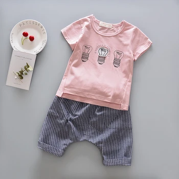 Baby Boy Apģērbs Atbilstu Karikatūra Spuldzes Īsām piedurknēm T-krekls, Bikses 2-gabals Uzvalks Bērniem Drēbes Kokvilnas Comfort Set