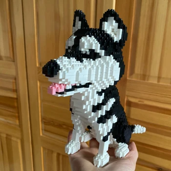 Balody Dzīvnieku Pet Suns Sibīrijas Husky 3D Modeli, Celtniecības Bloki DIY Komplektu Mini Diamond Magic Ķieģeļi, Rotaļlietas Bērniem, Bērnu Dāvanas