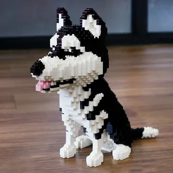 Balody Dzīvnieku Pet Suns Sibīrijas Husky 3D Modeli, Celtniecības Bloki DIY Komplektu Mini Diamond Magic Ķieģeļi, Rotaļlietas Bērniem, Bērnu Dāvanas