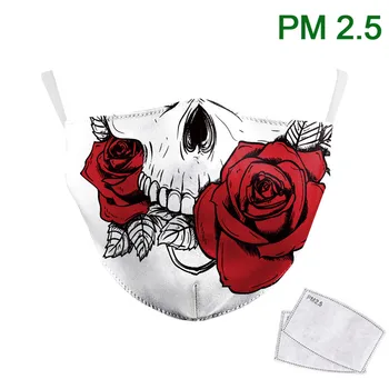Balts Galvaskauss, Galvas, Sejas Maska Modes Rožu Drukāt Maskas Mazgāt Muti-Purns Atkārtoti PM2.5 Aizsardzības Āra Putekļu Masku, Smieklīgi