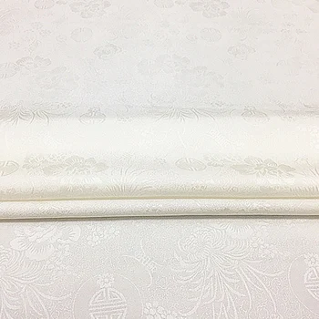 Balts žakarda tīra zīda audums, zīda satīna auduma ar ziedu rakstu dizaina,SFF154