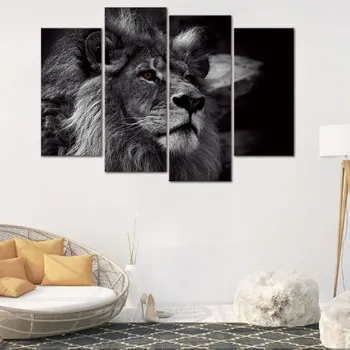 BANMU Lauvas Sienas, Mākslas Plakātu, Melnā un Baltā 4gab Dzīvniekiem Sienas Audekls Gleznas dzīvo jamo istabu Apdares interjera