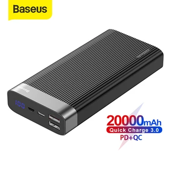 Baseus 20000mAh Power Bank 3.0 Ātru Lādētāju, USB Type C PD Ātrās Uzlādes Portatīvo Lādētāju Ārējais Akumulators Powerbank Tālruni