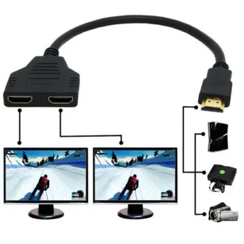 Basix HDMI-saderīgam Sadalītāja Kabeli 1Male Duālais HDMI2 Sieviešu Y Sadalītāja Adapteri HD LED LCD TV 1 2 Hdmi Splitter Adapteri
