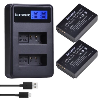 Batmax 2gab LP-E12 LPE12 LP E12 Akumulators +LCD Dual USB Lādētājs Canon SX70HS M 100D Skūpsts X7 Nemiernieku SL1 EOS M10 EOS M50 DSLR