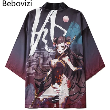 Bebovizi Japāņu Cosplay Kimono Jaka Tradicionālā Stilā Anime Drukāt Harajuku Vīriešu Meitene Streetwear Vasaras Apģērbu Zaudēt Yukata