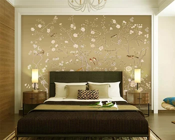 Beibehang Custom tapetes foto Ķīniešu HD roku apgleznoti pildspalvu un putnu attēlu, TV dīvāns dzīvojamā istabā, guļamistabā gleznojumi 3d tapetes