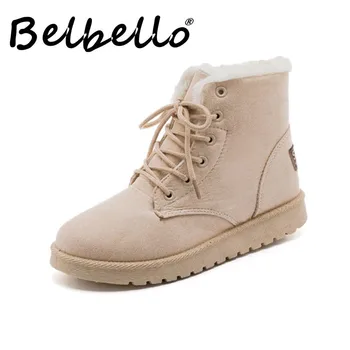 Belbello Jaunu Martin zābaki, Ērti, silti ziemā iet ārā kurpes ar neslīdošu modes sieviešu kurpes