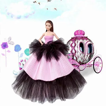 Besegad Modes Elegants Melns Rozā Big-svārki Acs Kāzu Kleitu Apģērbs, Apģērbu Barbie Lelle Bērniem Meitene Festivāls Dzimšanas dienas Dāvanas