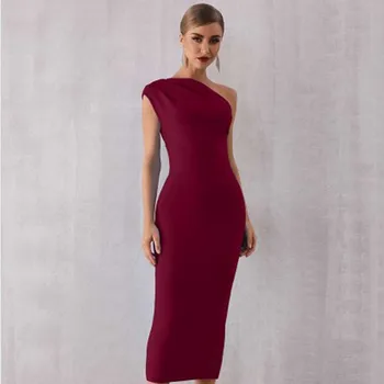 Bezmaksas piegāde Vairumtirdzniecības 2020 sievietes kleitu Modes Elegants Sieviešu Viena Pleca, Seksīgu slavenību kokteilis puse pārsējs kleita