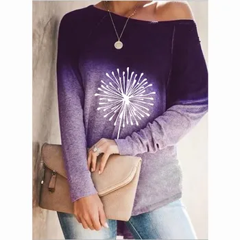 Bezmaksas Strausu sweatershirt Dāmas slīpumu, kaklasaišu krāsošanas Pieneņu iespiesti topi толстовка женская sudaderas свитшот 2020 