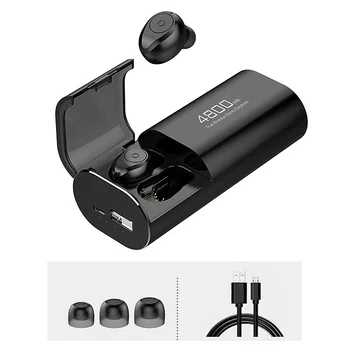 Bezvadu Bluetooth 5.0 Austiņas ar 4800MAh Uzlādes Gadījumā [Kā Power Bank] ar Mic USB C Tipa Kabeli TWS Stereo In-Ear Earphon