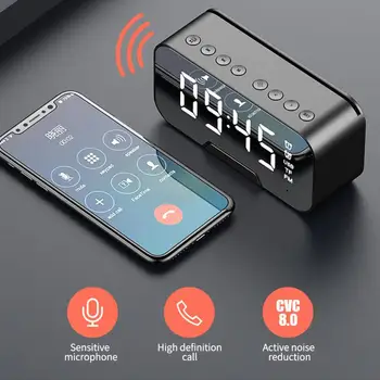 Bezvadu Bluetooth 5.0 Dual Wekker Draadloze Skaļrunis LED Scherm Bluetooth Skaļruni Bellen FM Radio Functie Bluetooth Skaļruņi