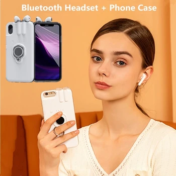 Bezvadu Bluetooth Austiņu Turētājs Tālrunis Lietā Par iPhone 12 11 Pro Max X XS Max 7 8 Plus TWS Bluetooth 5.0 Austiņas Lādēšanas Gadījumā