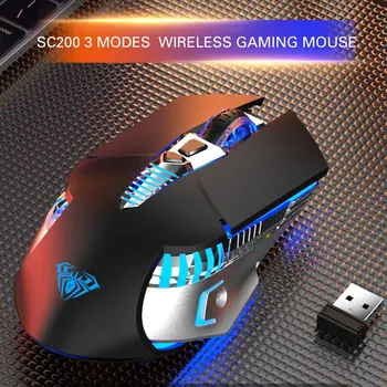 Bezvadu Spēļu Peli, Uzlādējamā Bluetooth 3.0/5.0 2.4 G, 3 veidi 7 Pogas 1600 DPI Ergonomisks Peles Spēlētājs, lai Portatīvo Datoru