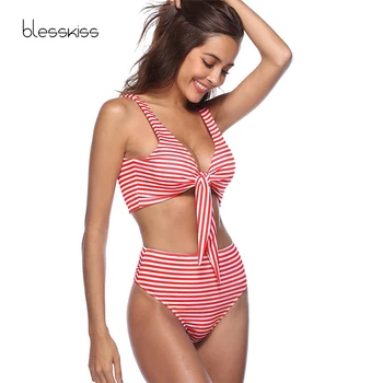 Blesskiss Seksīgu Augsta Vidukļa Bikini Ir 2021. Sieviešu Peldkostīms Mezgls Pavada Brazīlijas Peldkostīmi, Peldēšanas Tērps Sieviešu Peldkostīmu Balts