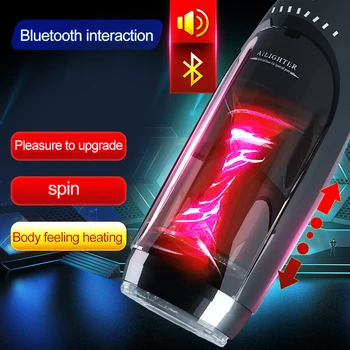 Bluetooth Indukcijas Automātiskā Teleskopiskie Rotācijas Vīriešu Masturbator Apkures Maksts Nekustamā Maksts Pieaugušo Masturbācija Seksa Rotaļlietas Vīriešiem