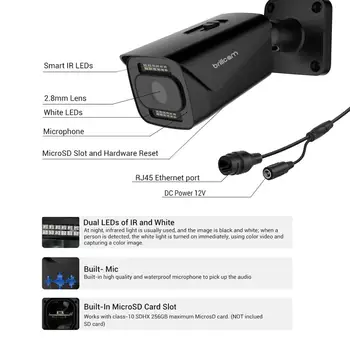 Brillcam Āra IP Kamera 5MP Smart LED Dual Gaismas Avots Balta Gaismas INFRASARKANO LED Smart Poe IP Kameras Iela 5mp Ūdensizturīgs Kameras