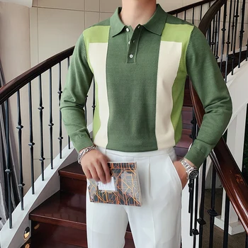 Britu Stila Rudens Ziemas Džemperi, Vīriešu Apģērbu Modes 2020. Gadam, Savukārt, Apkakles Vīriešiem, Džemperi Ar Garām Piedurknēm Savienoti Krāsu Pull Homme