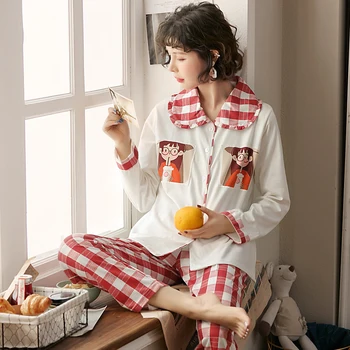 BZEL Karstā Pārdošanas Rudens Ziemas Sleepwear Kokvilnas Dāmas Pidžamas Komplekts ar garām Piedurknēm+Pannas Apakšveļa Jauki Naktsveļu Pijama Pyjama M-4XL