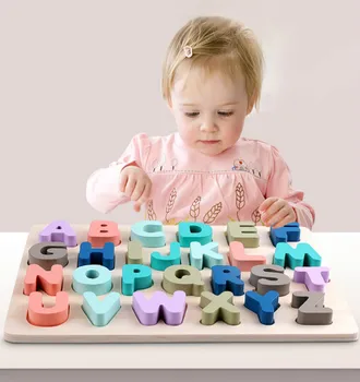 Bērni 3D Koka Izziņas Jigsaw Puzzle Rotaļlietas Forma, Burtu Alfabēts Numuru Puzzle Pirmsskolas Izglītības Bērnu Rotaļlietas Bērniem