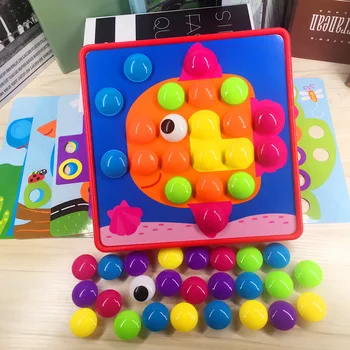 Bērni 3D Puzles Rotaļlietas Krāsains Pogas Montāža Sēnes Nagus Komplekts Baby Mozaīka, Salikta Attēlu Mīklas Valdes Izglītības Rotaļlieta