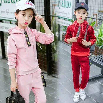Bērniem Meiteņu Apģērbs Ir 2021. Pavasara/ Rudens Jauna Tendence Meitene Gadījuma Korejas Ilgtermiņa Piedurknēm Sporta Zelta Samta Dzimšanas Dienas Dāvanu No 4-12 Gadu
