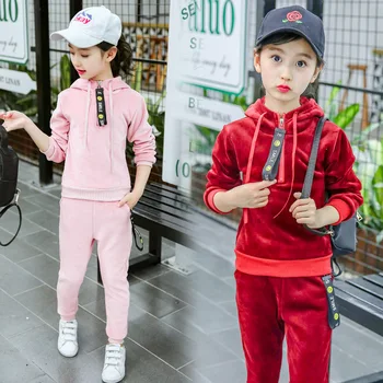 Bērniem Meiteņu Apģērbs Ir 2021. Pavasara/ Rudens Jauna Tendence Meitene Gadījuma Korejas Ilgtermiņa Piedurknēm Sporta Zelta Samta Dzimšanas Dienas Dāvanu No 4-12 Gadu