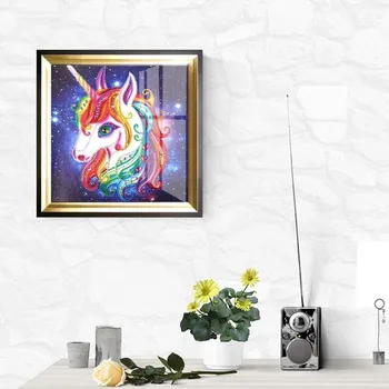 Bērniem un pieaugušajiem DIY dimanta krāsošana 5D Unicorn rokdarbu, dzīvojamā istabā, guļamistabā, mājas apdare, krāsošanas 30cmx30cm