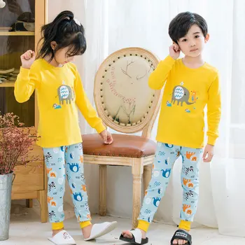 Bērniem Zēni Sleepwear baby girl pavasara kokvilnas komplekti Bērniem Homewear Pidžamu Zēnu Pidžamas Naktsveļu longjohns pusaudžu apģērbi