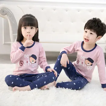 Bērniem Zēni Sleepwear baby girl pavasara kokvilnas komplekti Bērniem Homewear Pidžamu Zēnu Pidžamas Naktsveļu longjohns pusaudžu apģērbi