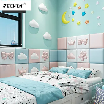 Bērnu istabas bērnudārza 3d anti-sadursmes sienas uzlīmes, guļamistabas gultas mīkstās soma, uzlīmes fona putu sienas uzlīmes