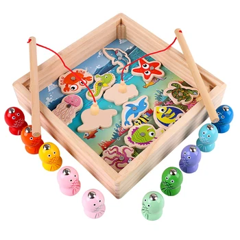 Bērnu Koka Rotaļlietas, Magnētiskās Zvejas Spēles Rotaļlietas Spēles Bērniem, 3D Zivis Baby Kids Izglītojošās Rotaļlietas Āra Smieklīgi Zēni Meitene Dāvanas