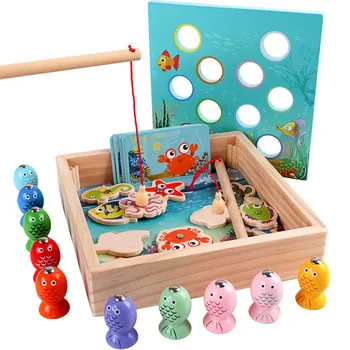 Bērnu Koka Rotaļlietas, Magnētiskās Zvejas Spēles Rotaļlietas Spēles Bērniem, 3D Zivis Baby Kids Izglītojošās Rotaļlietas Āra Smieklīgi Zēni Meitene Dāvanas