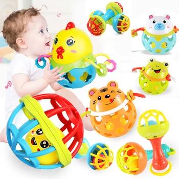 Bērnu Rotaļlietas Grabulītis Uzstādītu Bumbu Rokas Bell 0-24 Mēnešiem Zīdainis, Mācību Līdzekļu Mīkstas Gumijas Grabēt Puzzle Fitnesa Bumbu, Bērnu Izglītības Rotaļlieta