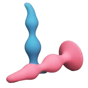 Candiway Gaiši Zila Silikona Anālais Krelles Plug Klitora G spot Stimulācija Butt Plug Seksa Rotaļlietām, Lesbiešu