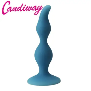 Candiway Gaiši Zila Silikona Anālais Krelles Plug Klitora G spot Stimulācija Butt Plug Seksa Rotaļlietām, Lesbiešu