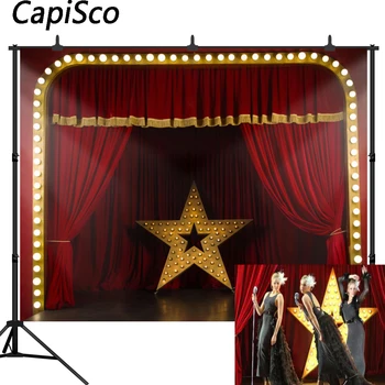 Capisco Fotogrāfija Backdrops Sarkano Aizkaru luksusa Posmā teātra Pentagramma 3D Foniem Foto Studijā photobooth photocall
