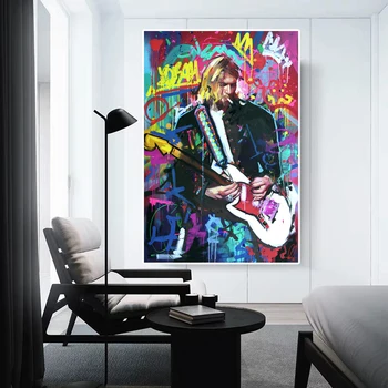 Cilvēks, Rock, Pop Dziedātājs Ielu Grafiti Mākslas Audekls Gleznošanai Cuadros Plakātu Izdrukas Sienas Mākslu, viesistaba, Mājas Dekoru (Bez Rāmja)