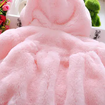 Citgeett Modes Cute Baby Toddler Meitene Silts Ziemas 3D Auss Mētelis Snowsuits Jaka, Apmetnis Drēbes 0-4Y