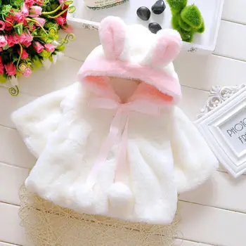 Citgeett Modes Cute Baby Toddler Meitene Silts Ziemas 3D Auss Mētelis Snowsuits Jaka, Apmetnis Drēbes 0-4Y
