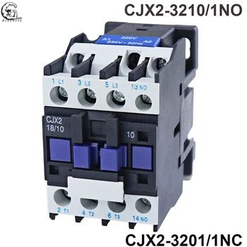 CJX2-3210 CJX2-3201 AC Slēdzējs 32A 3 Fāzes 3Pole NAV Spoles Spriegums 380V 110V, 220V 36V 24 V, 50/60Hz Din Sliedes Montētas 3P+1NO/3P+1NC