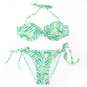 Colloyes Sexy Sievietes Push Up Bikini Dzīvnieku Print peldkostīms Zaļā Zebra Peldkostīmu Lenta Top ar 1/2 Mīksta Kultenī Underwire Bra