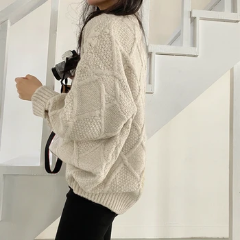 Colorfaith Jaunu 2020. Gadam Sieviešu Rudens Ziemas Trikotāža Silts Džemperis korejas Cietā Lielajam Minimālisma Vintage Elegants Džemperis SW16236