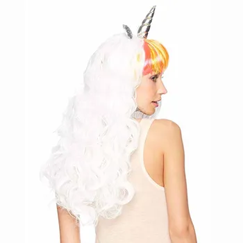 Cosplay Parūka Galvu Halloween Kostīmi mazulis pieaugušo Unicorn tēmu, dzimšanas dienu un Jaunā Gada Masku saģērbt Ziemassvētku noformējums, dāvanu