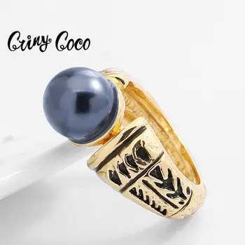 Cring Coco Havaju Gredzeni, Augstas Kvalitātes Zelta Pārklājumu Pērļu Rotaslietas Radošo Vintage Modes Emaljas Sakausējuma, Gredzenu, Sievietēm, Jaunas Meitenes