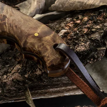 Cuchillo de cuchilla fija para pesca de caza al aire libre con vaina de cuero Nekustamā herramienta de supervivencia cuchillo priekšpuse