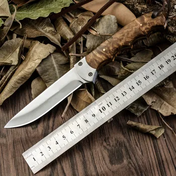 Cuchillo de cuchilla fija para pesca de caza al aire libre con vaina de cuero Nekustamā herramienta de supervivencia cuchillo priekšpuse